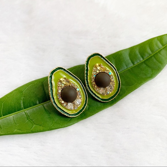 🌵 Avocado Rhinestone Earrings - Picture 2 of 5